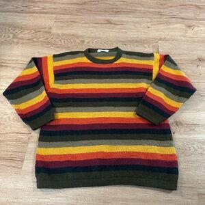 Signature Imports Hand Knit Bolivian 100% Alpaca Stripe Crew Neck color sweater
